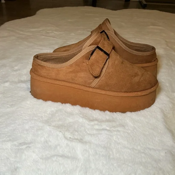 London Rag Brown Suede Platform slides - Picture 1 of 5